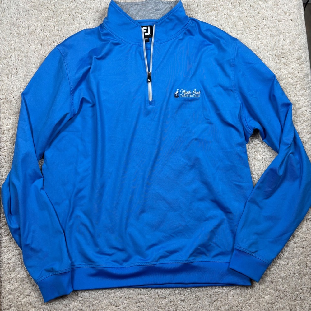 FootJoy Mens Blue Marsh Creek Country Club 1/4 Zip Pullover Golf Jacket‎ Large